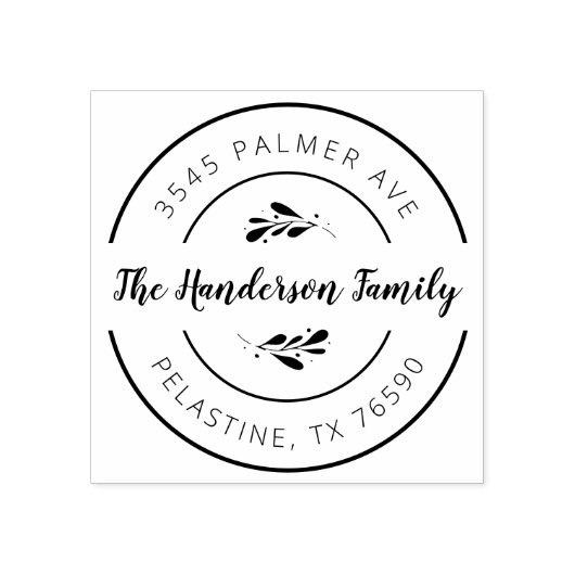 ファミリー名差出人住所ラウンドロゴセルフインキング ラバースタンプ (インプリント)