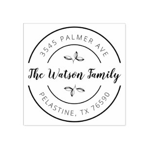 ファミリー名差出人住所ラウンドロゴセルフインキング ラバースタンプ