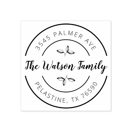 ファミリー名差出人住所ラウンドロゴセルフインキング ラバースタンプ (インプリント)