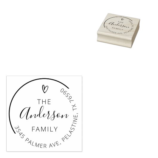 ファミリー名差出人住所ラウンドロゴセルフインキング ラバースタンプ (押印)