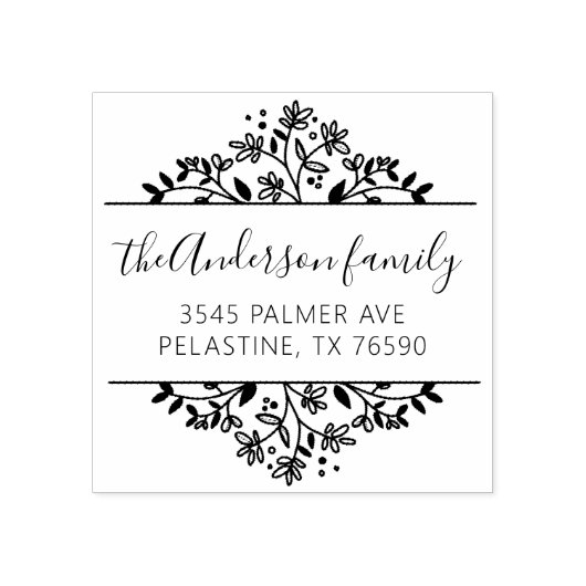 ファミリー名差出人住所ラウンドロゴセルフインキング ラバースタンプ (インプリント)