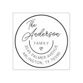 ファミリー名差出人住所ラウンドロゴセルフインキング ラバースタンプ (インプリント)