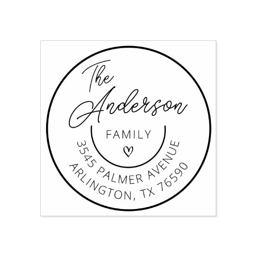 ファミリー名差出人住所ラウンドロゴセルフインキング ラバースタンプ (インプリント)