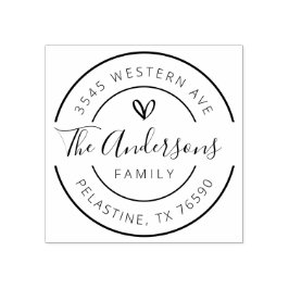 ファミリー名差出人住所ラウンドロゴセルフインキング ラバースタンプ