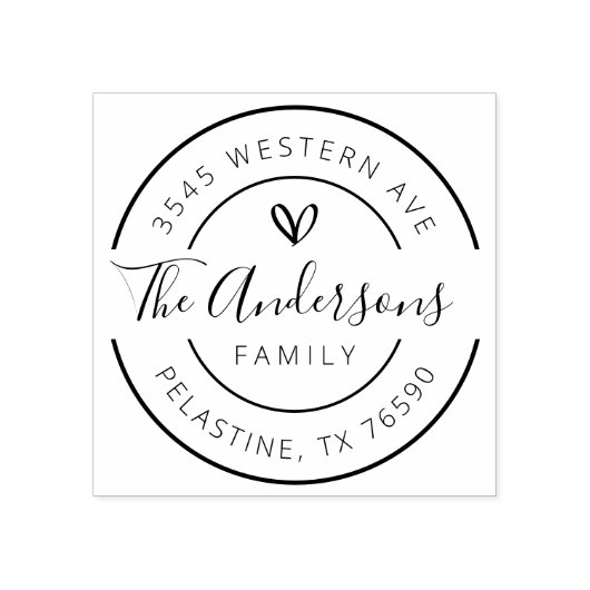 ファミリー名差出人住所ラウンドロゴセルフインキング ラバースタンプ (インプリント)