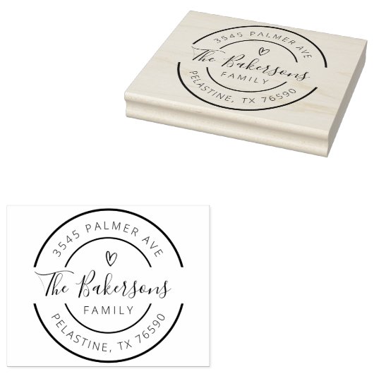 ファミリー名差出人住所ラウンドロゴセルフインキング ラバースタンプ (押印)