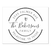 ファミリー名差出人住所ラウンドロゴセルフインキング ラバースタンプ (インプリント)