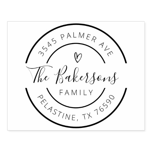 ファミリー名差出人住所ラウンドロゴセルフインキング ラバースタンプ (インプリント)