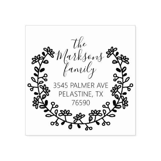 ファミリー名差出人住所ラウンドロゴセルフインキング ラバースタンプ (インプリント)