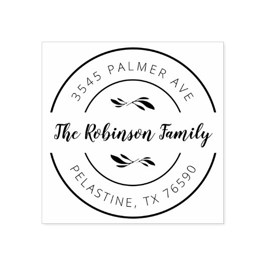 ファミリー名差出人住所ラウンドロゴセルフインキング ラバースタンプ (インプリント)