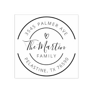 ファミリー名差出人住所ラウンドロゴセルフインキング ラバースタンプ