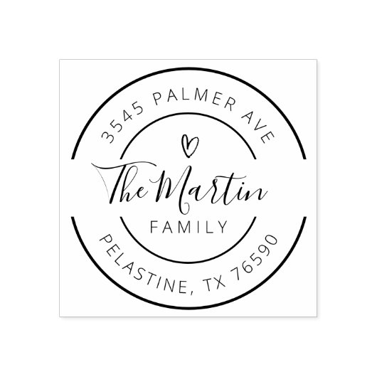 ファミリー名差出人住所ラウンドロゴセルフインキング ラバースタンプ (インプリント)