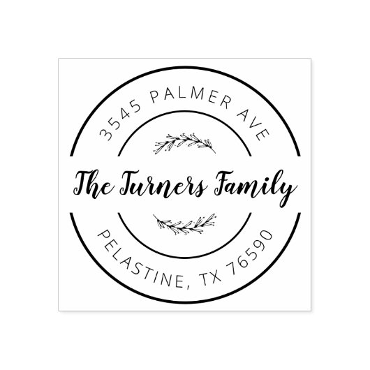 ファミリー名差出人住所ラウンドロゴセルフインキング ラバースタンプ (インプリント)