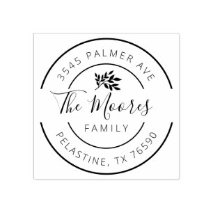 ファミリー名差出人住所ラウンドロゴセルフインキング ラバースタンプ