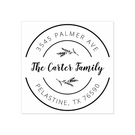 ファミリー名差出人住所ラウンドロゴセルフインキング ラバースタンプ (インプリント)