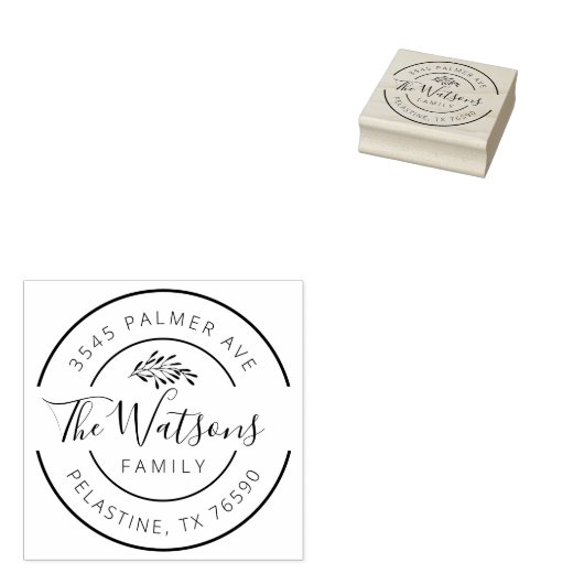 ファミリー名差出人住所ラウンドロゴセルフインキング ラバースタンプ (押印)