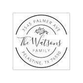 ファミリー名差出人住所ラウンドロゴセルフインキング ラバースタンプ (インプリント)