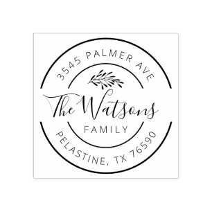 ファミリー名差出人住所ラウンドロゴセルフインキング ラバースタンプ