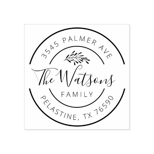 ファミリー名差出人住所ラウンドロゴセルフインキング ラバースタンプ (インプリント)