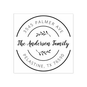 ファミリー名差出人住所ラウンドロゴセルフインキング ラバースタンプ