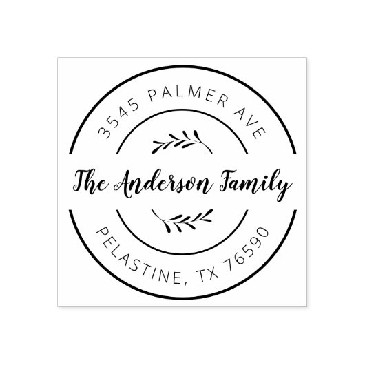 ファミリー名差出人住所ラウンドロゴセルフインキング ラバースタンプ (インプリント)