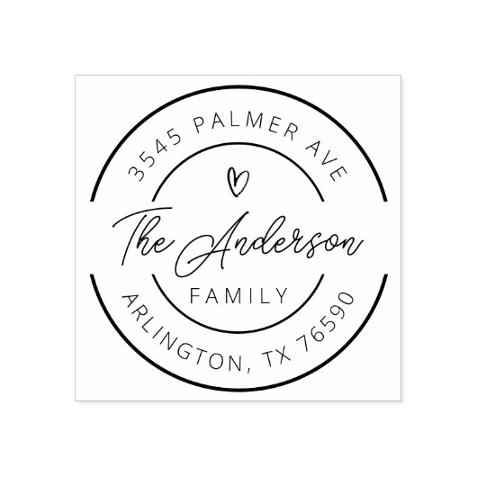 ファミリー名差出人住所ラウンドロゴセルフインキング ラバースタンプ (インプリント)