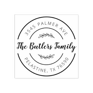 ファミリー名差出人住所ラウンドロゴセルフインキング ラバースタンプ