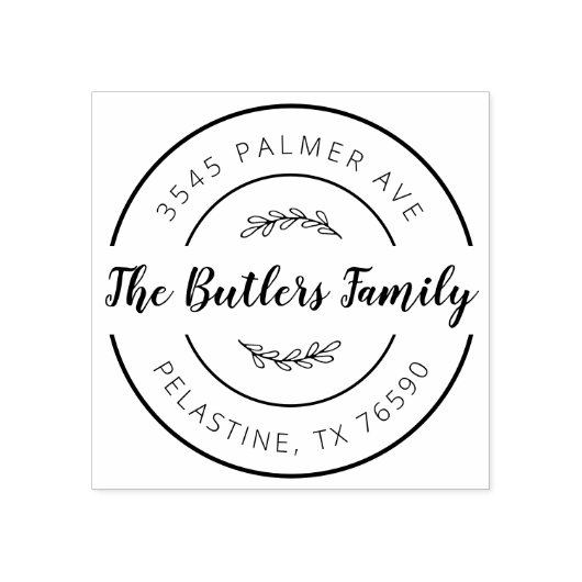 ファミリー名差出人住所ラウンドロゴセルフインキング ラバースタンプ (インプリント)