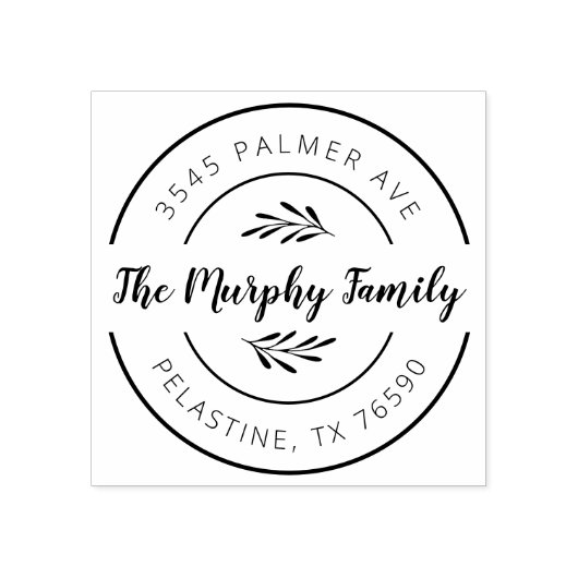 ファミリー名差出人住所ラウンドロゴセルフインキング ラバースタンプ (インプリント)