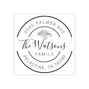 ファミリー名差出人住所ラウンドロゴセルフインキング ラバースタンプ