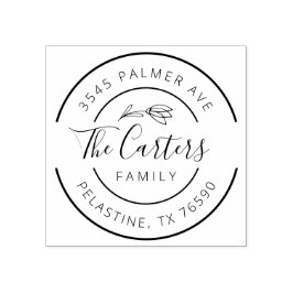 ファミリー名差出人住所ラウンドロゴセルフインキング ラバースタンプ