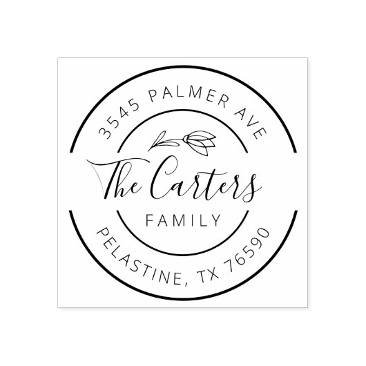 ファミリー名差出人住所ラウンドロゴセルフインキング ラバースタンプ (インプリント)