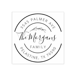 ファミリー名差出人住所ラウンドロゴセルフインキング ラバースタンプ