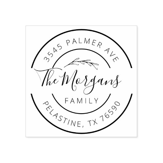 ファミリー名差出人住所ラウンドロゴセルフインキング ラバースタンプ (インプリント)