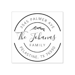 ファミリー名差出人住所ラウンドロゴセルフインキング ラバースタンプ