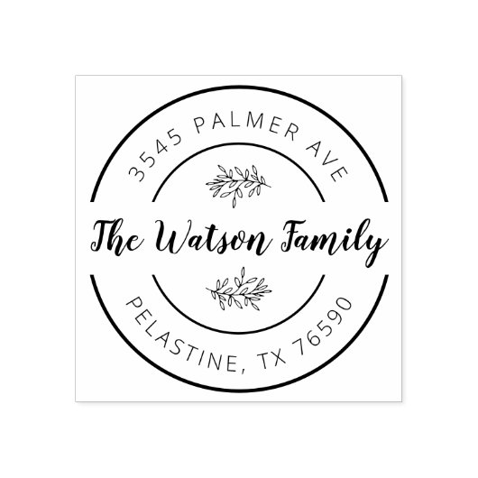 ファミリー名差出人住所ラウンドロゴセルフインキング ラバースタンプ (インプリント)