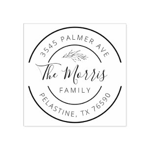 ファミリー名差出人住所ラウンドロゴセルフインキング ラバースタンプ