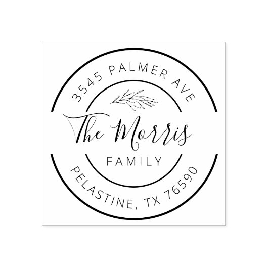 ファミリー名差出人住所ラウンドロゴセルフインキング ラバースタンプ (インプリント)