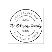 ファミリー名差出人住所ラウンドロゴセルフインキング ラバースタンプ (インプリント)