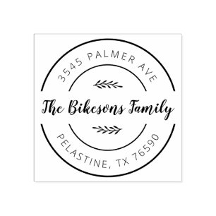 ファミリー名差出人住所ラウンドロゴセルフインキング ラバースタンプ