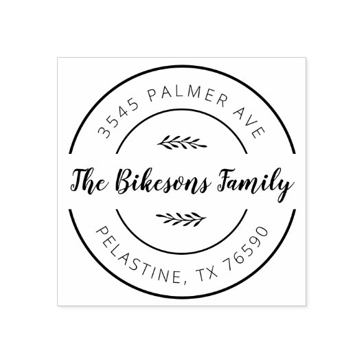 ファミリー名差出人住所ラウンドロゴセルフインキング ラバースタンプ (インプリント)