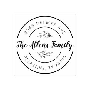 ファミリー名差出人住所ラウンドロゴセルフインキング ラバースタンプ