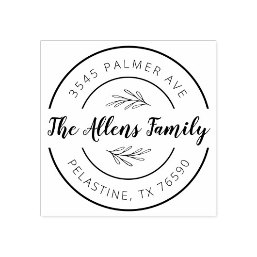 ファミリー名差出人住所ラウンドロゴセルフインキング ラバースタンプ (インプリント)