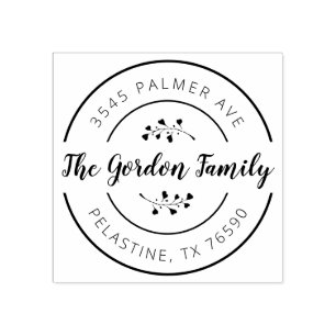 ファミリー名差出人住所ラウンドロゴセルフインキング ラバースタンプ