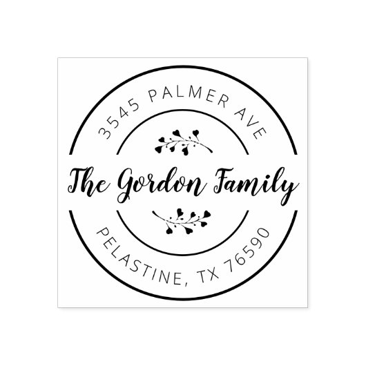 ファミリー名差出人住所ラウンドロゴセルフインキング ラバースタンプ (インプリント)