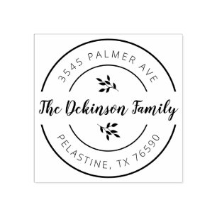 ファミリー名差出人住所ラウンドロゴセルフインキング ラバースタンプ