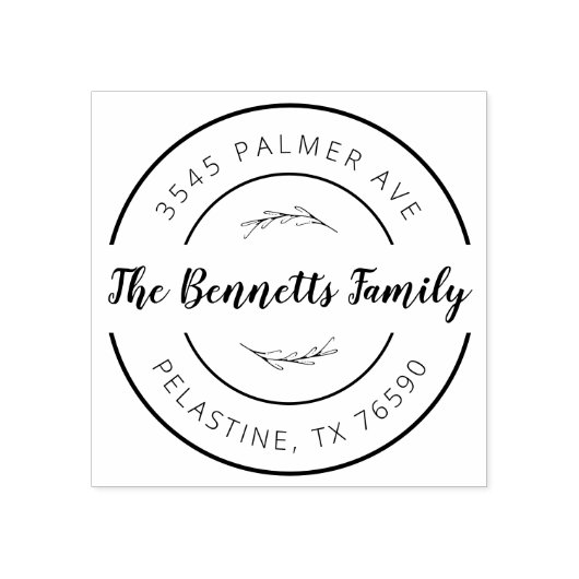 ファミリー名差出人住所ラウンドロゴセルフインキング ラバースタンプ (インプリント)