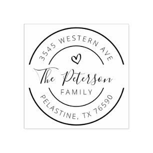 ファミリー名差出人住所ラウンドロゴラバースタンプ ラバースタンプ