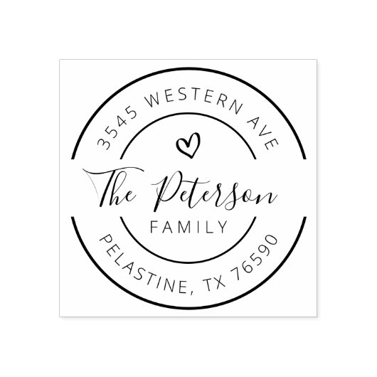 ファミリー名差出人住所ラウンドロゴラバースタンプ ラバースタンプ (インプリント)