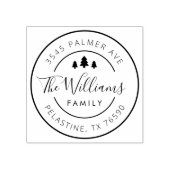 ファミリー名差出人住所ラウンドロゴ、クリスマス ラバースタンプ (インプリント)